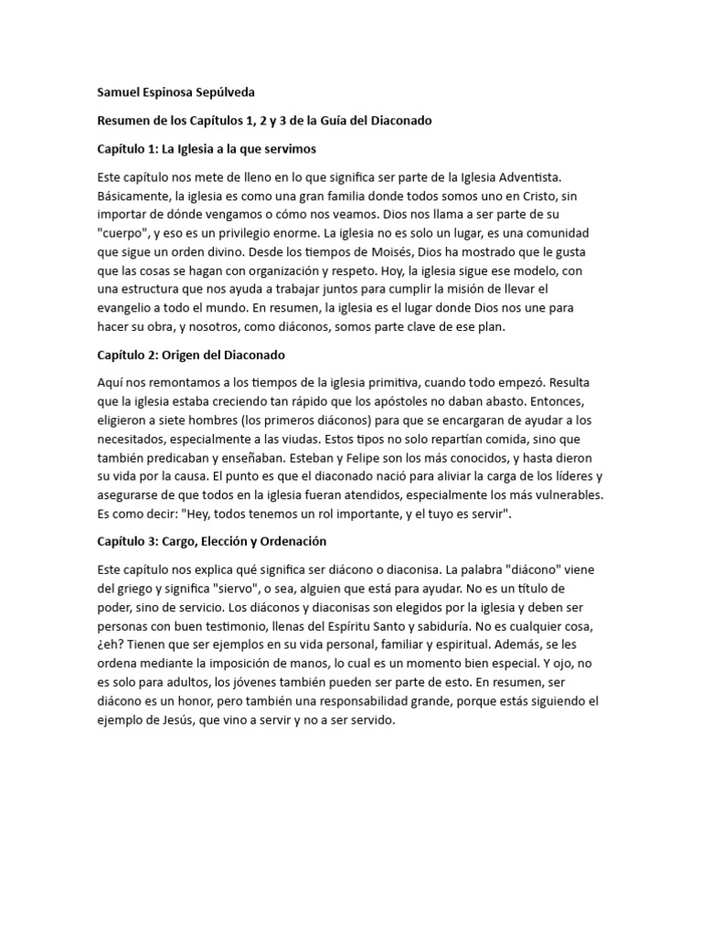 Guía del Diaconado: Capítulos 1-3 Resumidos | PDF