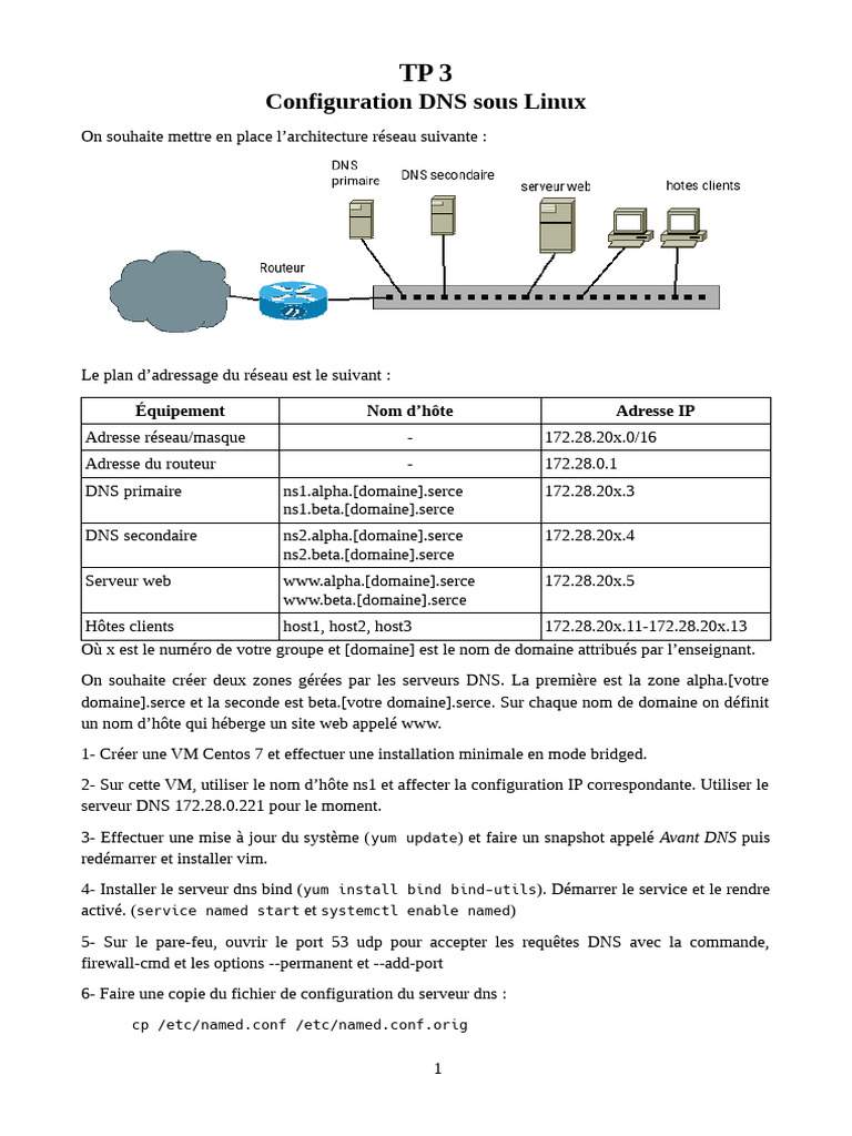 Configuration DNS sous Linux avec BIND | PDF | Système de noms de ...