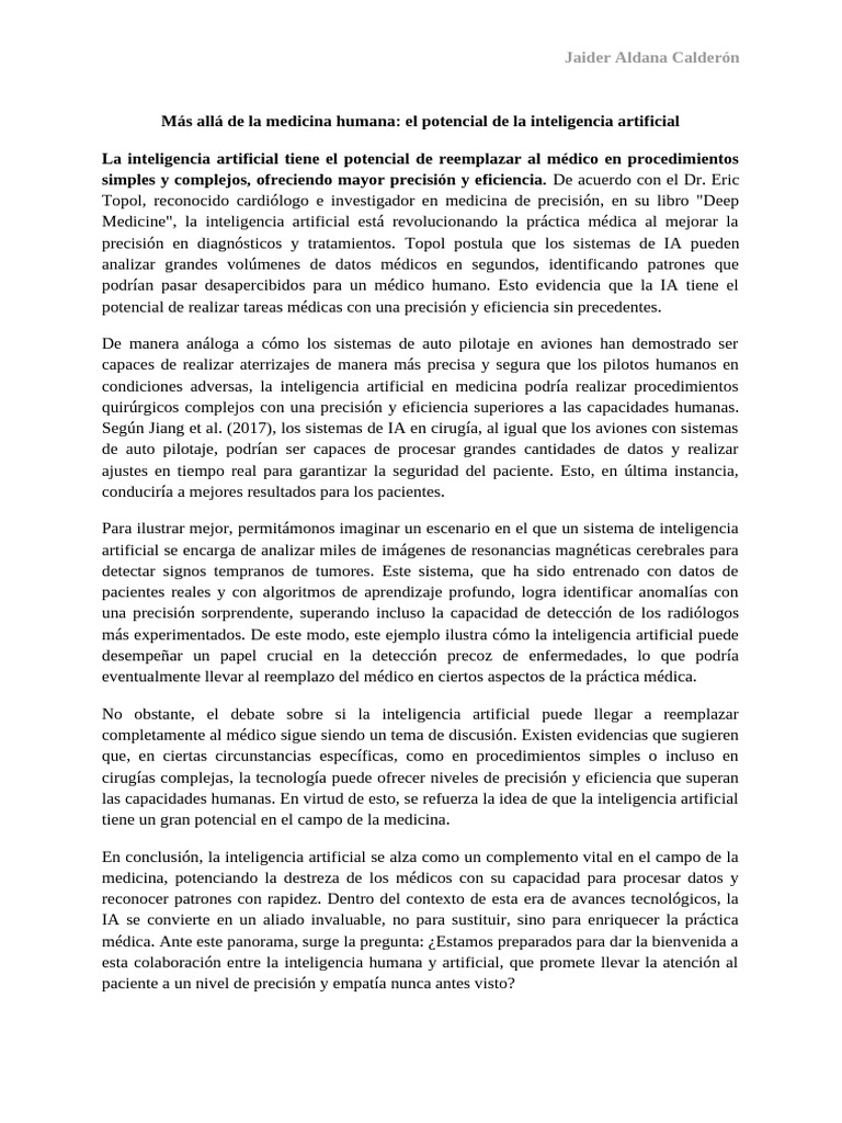 IA en Medicina: Precisión y Futuro | PDF | Inteligencia artificial ...