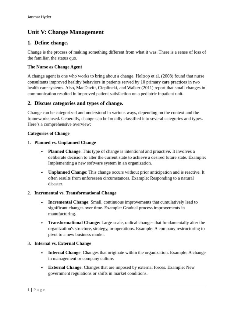 Unit V Change Management | PDF | Electronic Health Record | Change ...