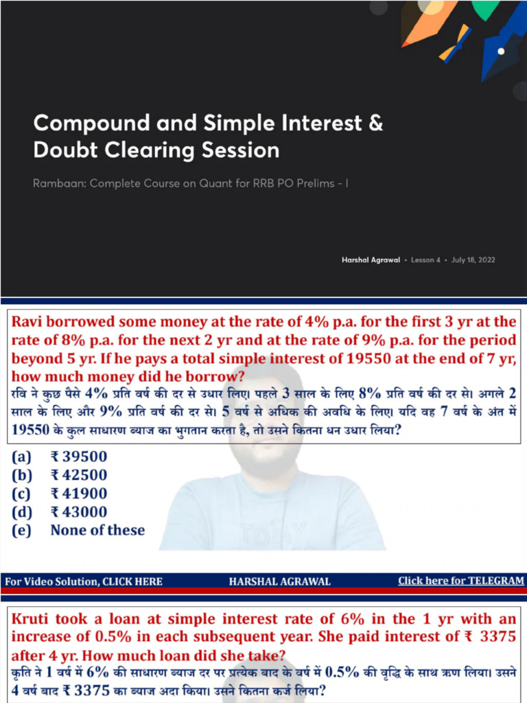 Compound and Simple Interest Doubt Clearing Session No Anno | PDF