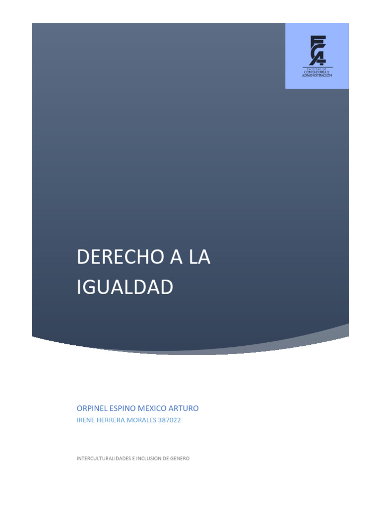 Derecho a La Igualdad | PDF | Igualdad social | Derechos humanos