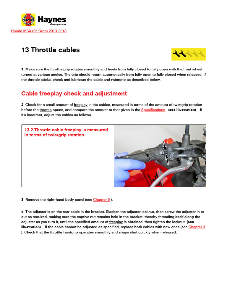 MSX125 Grom Throttle Cable Guide | PDF | Throttle | Manufactured Goods