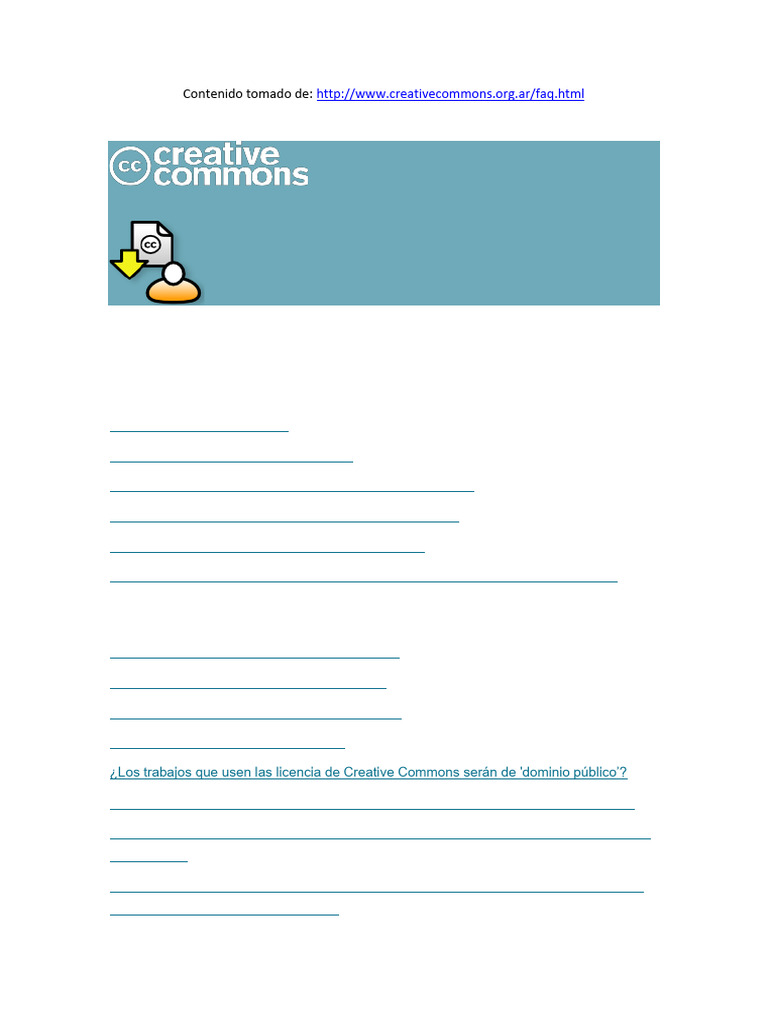 Creative Commons. 2020. Preguntas Frecuentes | PDF | Creative Commons ...