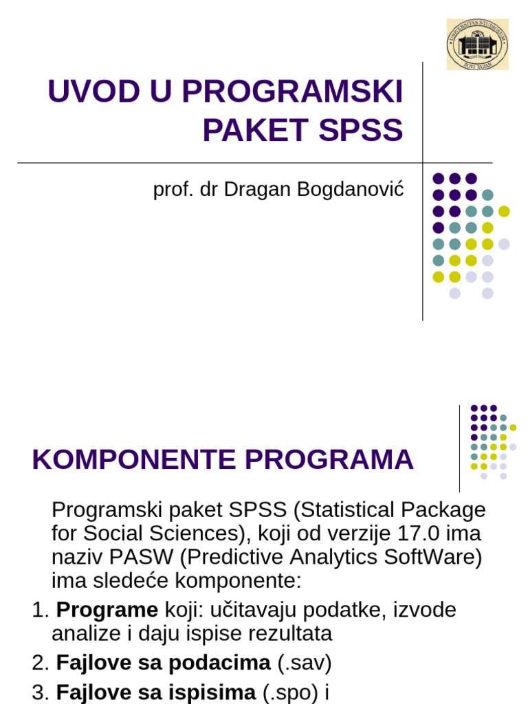 02 Uvod U Koriscenje Programskog Paketa SPSS | PDF