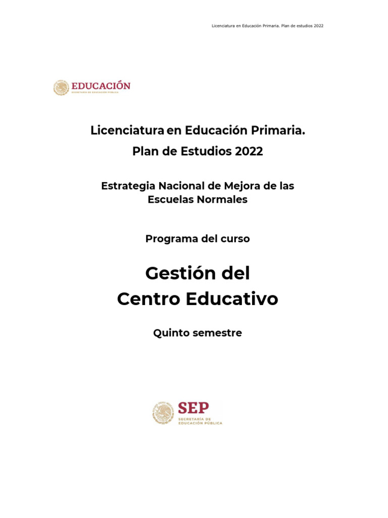 Gestión Del Centro Educativo - 240824 - 164819 | PDF | Plan de estudios ...