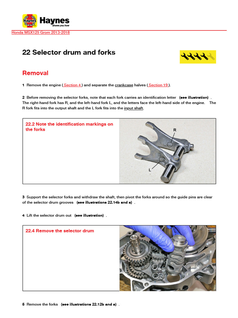 Honda MSX125 Grom Fork Removal Guide | PDF | Wear | Manufactured Goods