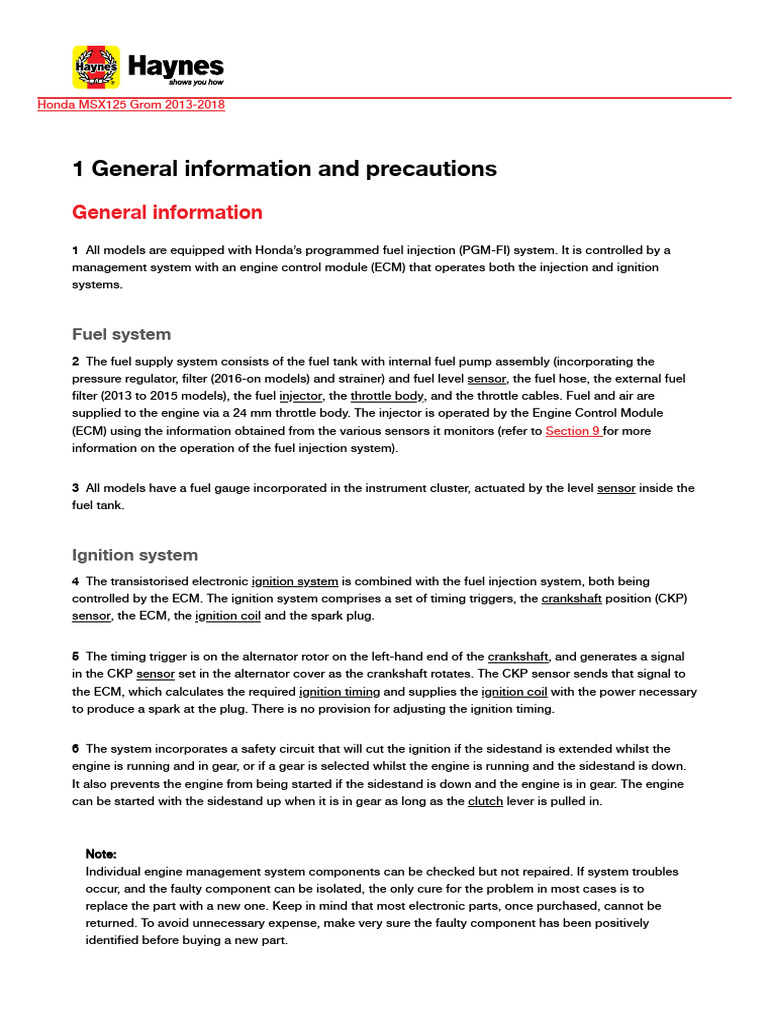 3 Engine Management System 1 General Information and Precautions | PDF ...