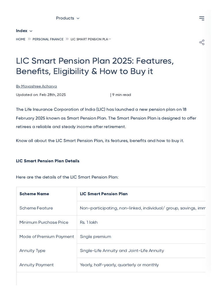 LIC Smart Pension Plan 2025 Overview | PDF | Life Annuity | Insurance