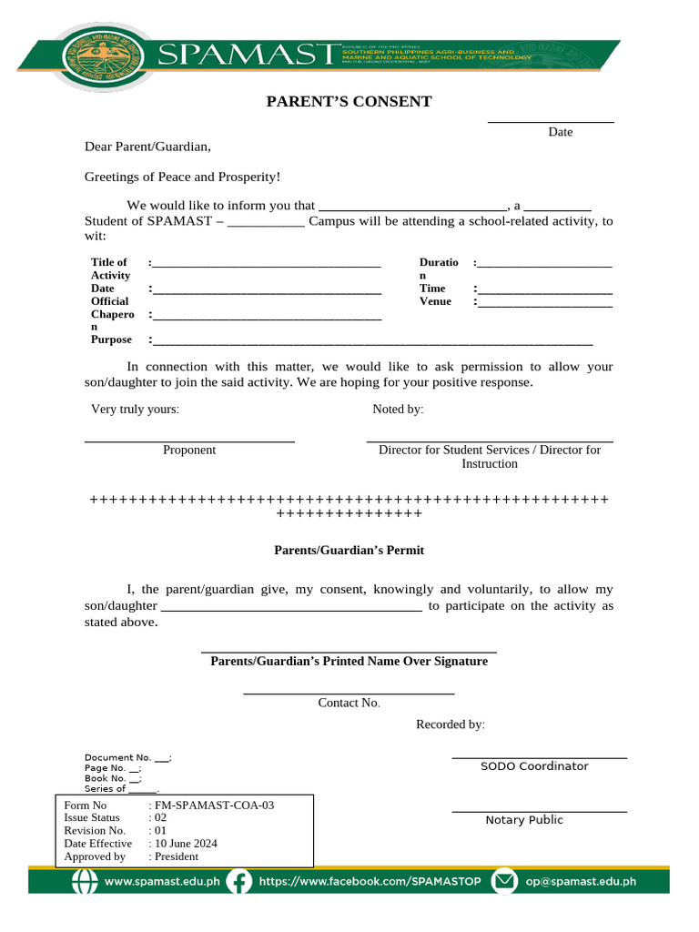 Parent Consent for Milk Feeding Program | PDF