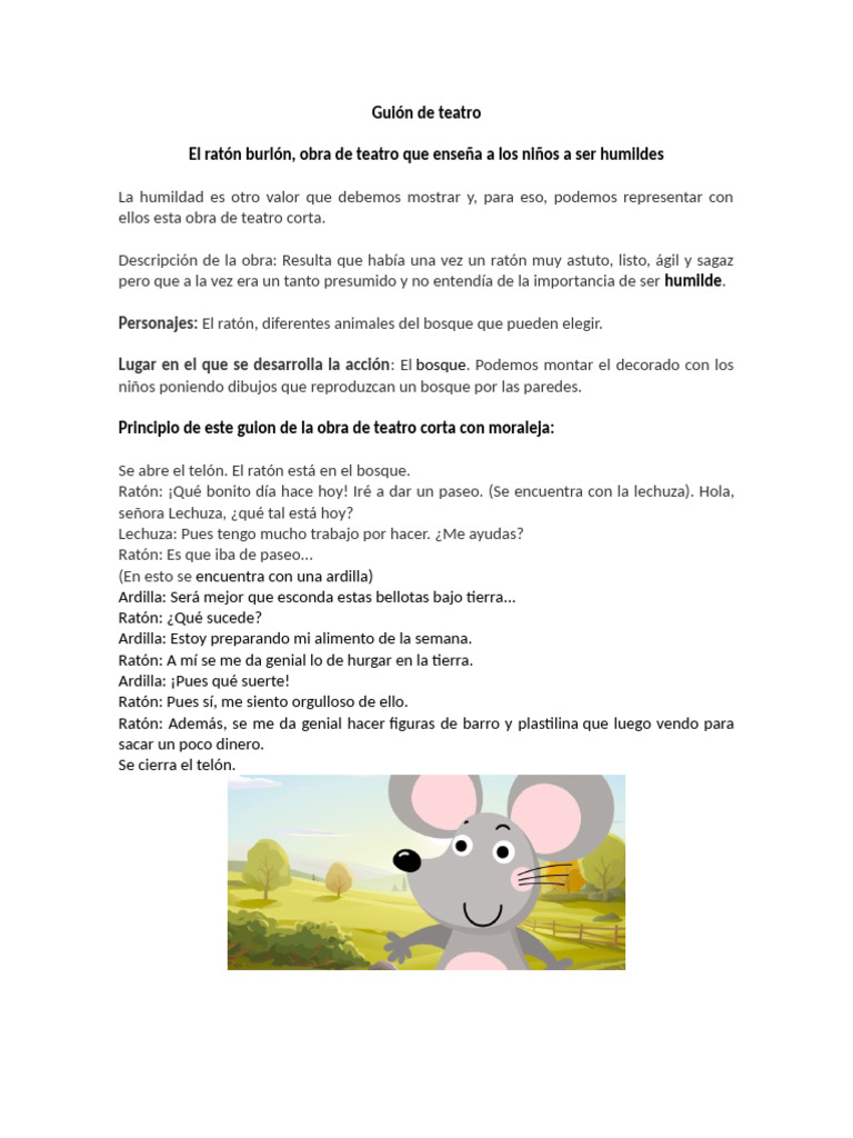 El Ratón Burlón: Humildad en el Bosque | PDF
