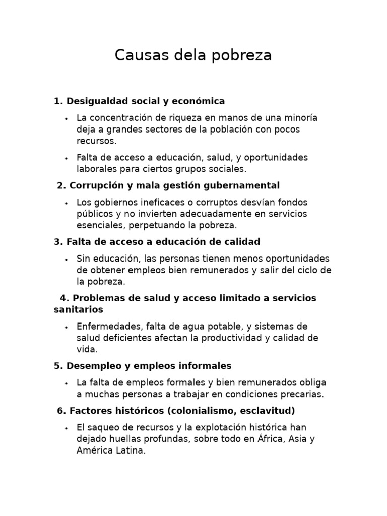 Causas de La Pobreza | PDF