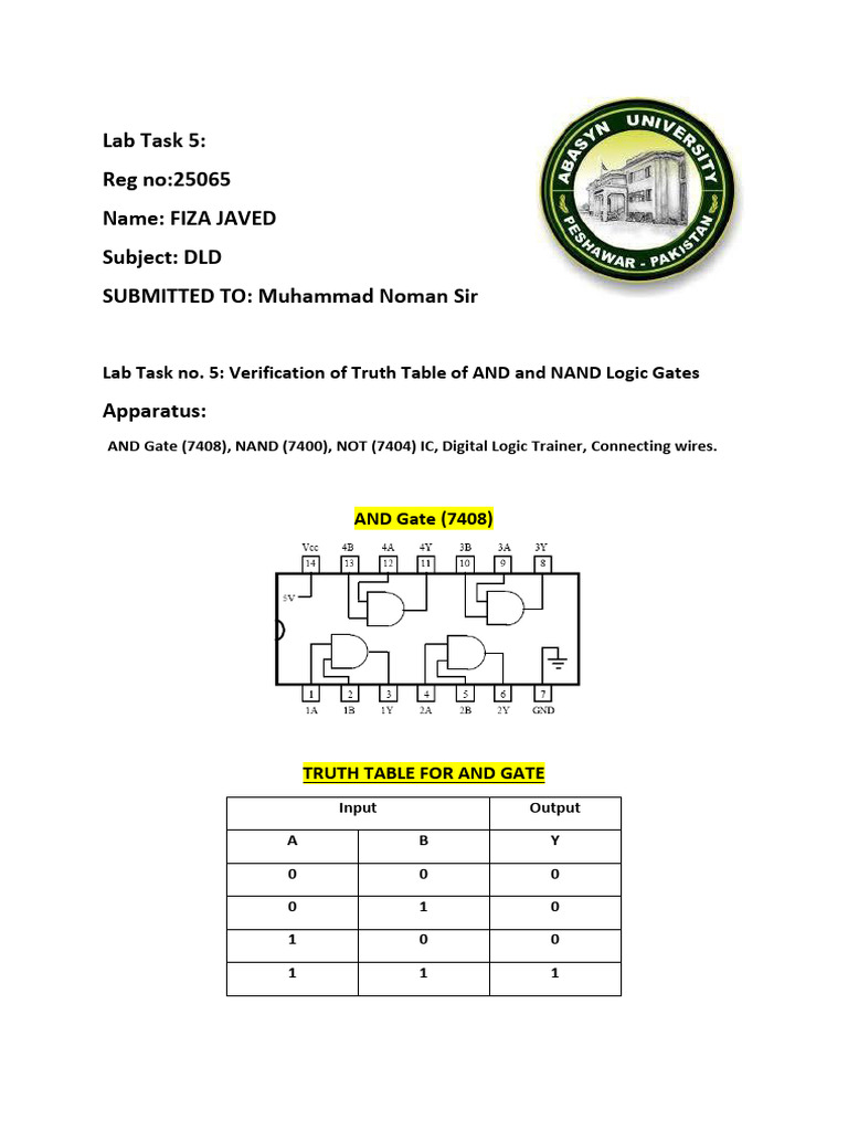 Truth Table Verification of AND & NAND Gates | PDF