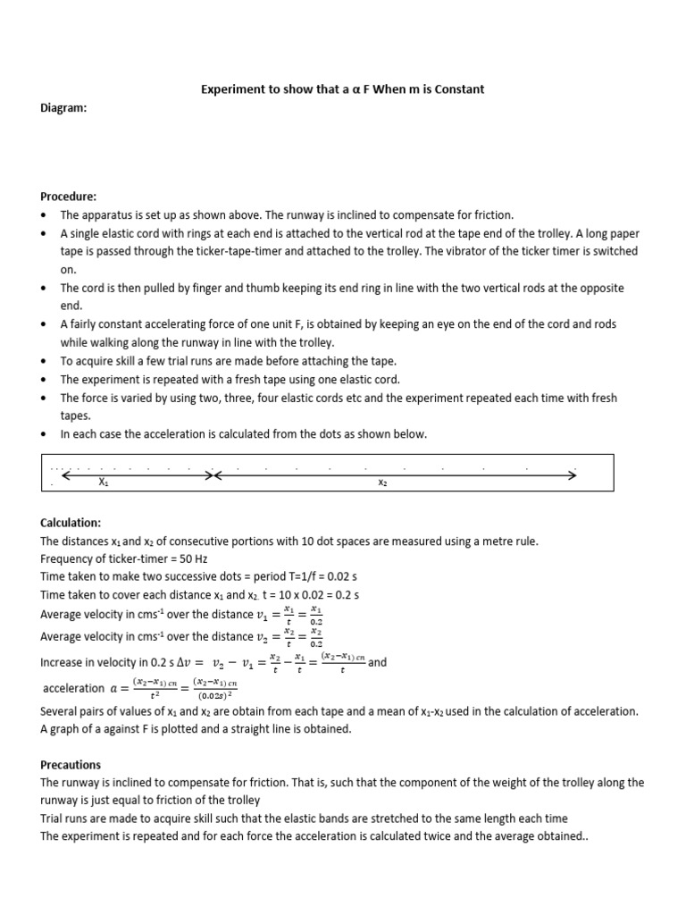 Experiment to show that a α F When m is Constant | PDF | Force | Velocity
