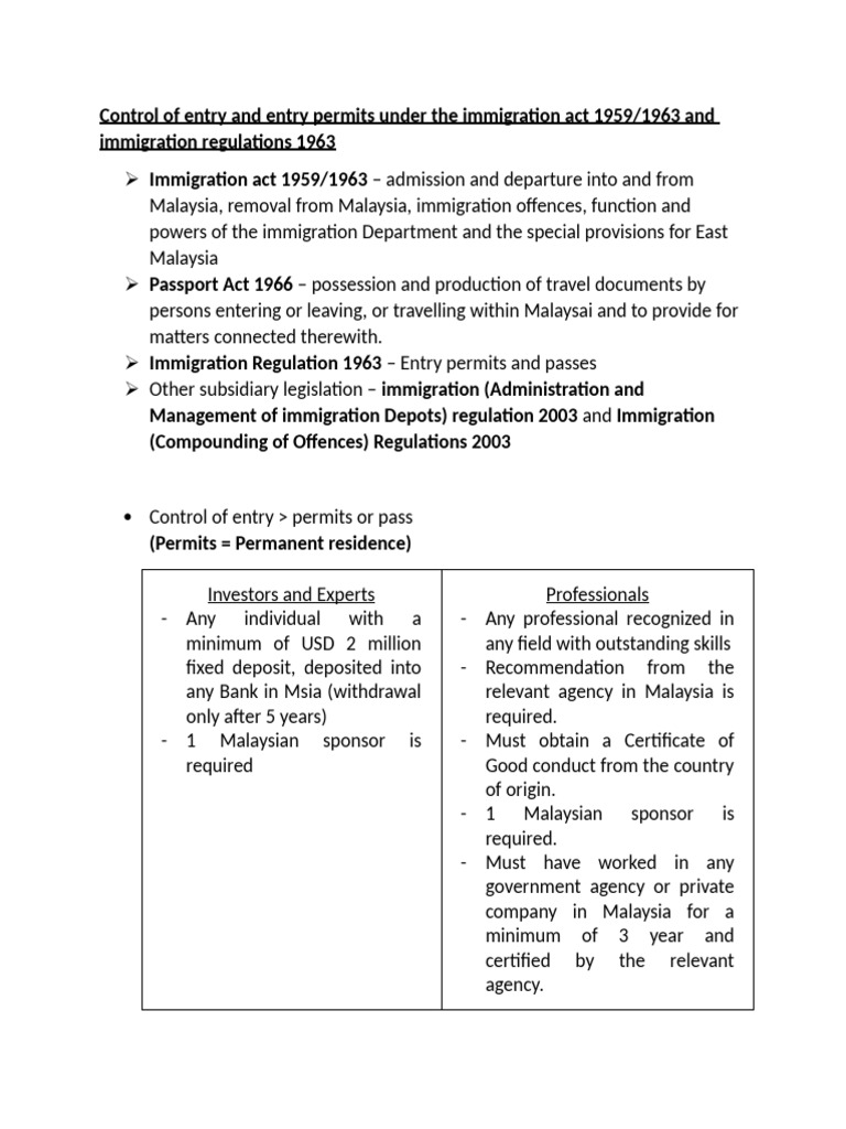 Immigration Regulations Overview 1963 | PDF | Government And Personhood ...