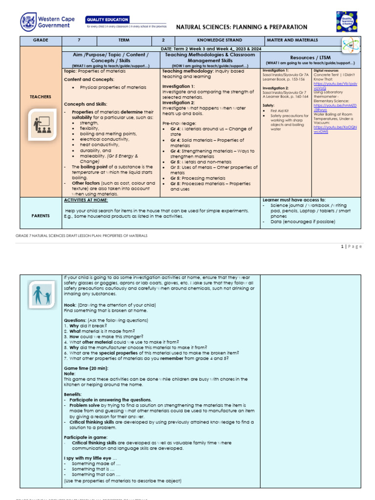 Grade 7 Natural Science: Materials Properties | PDF | Magma | Boiling