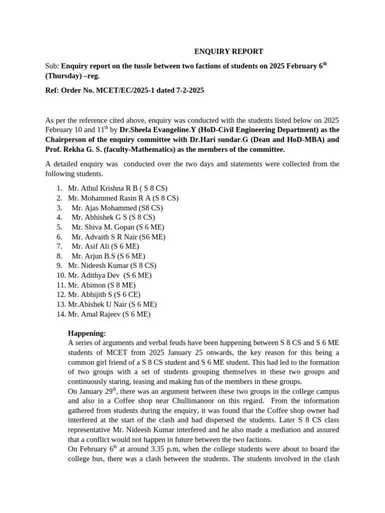 enquiry report | PDF