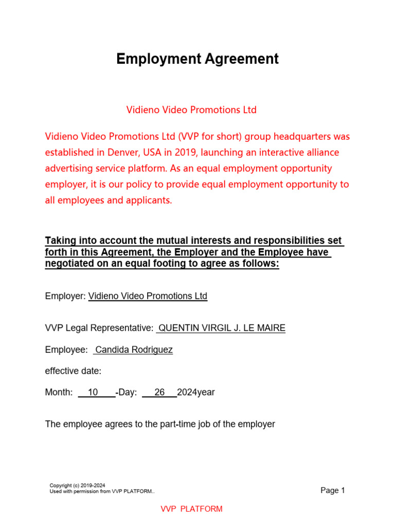 VVP Employment Contract | PDF | Employment | Economies