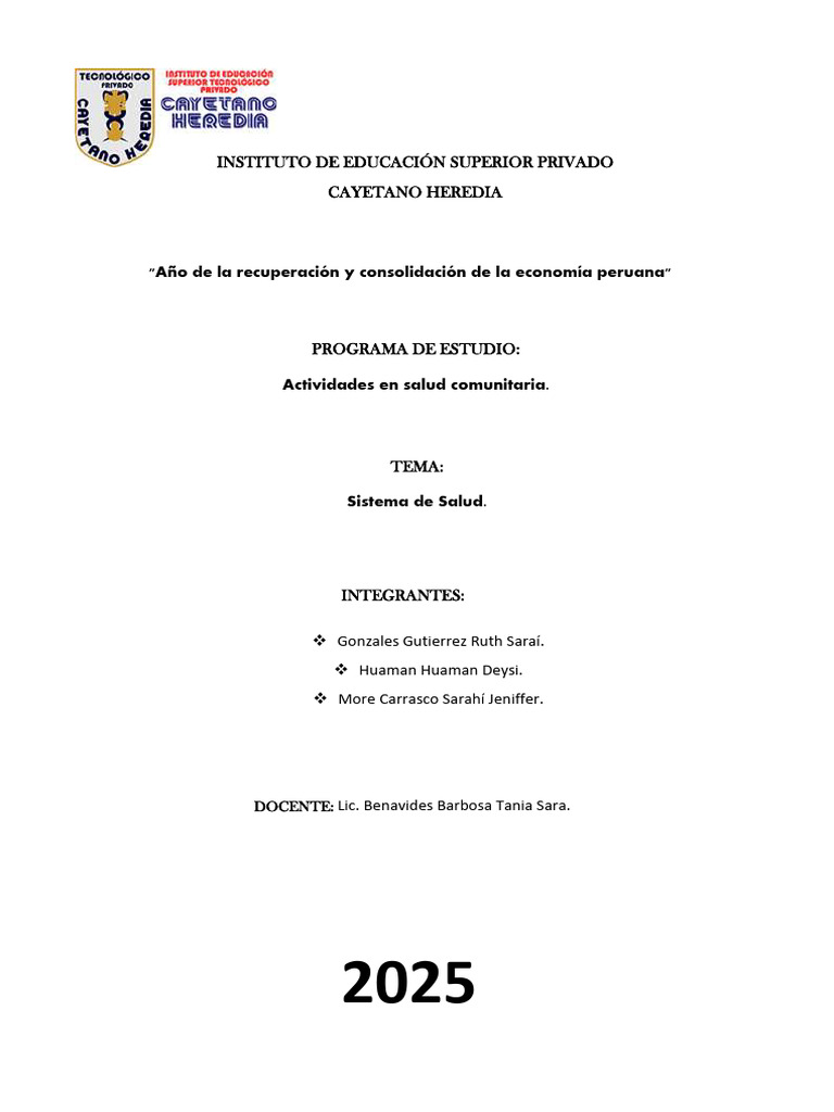 Sistema de Salud en Perú: Estructura y Funciones | PDF | Cuidado de la ...