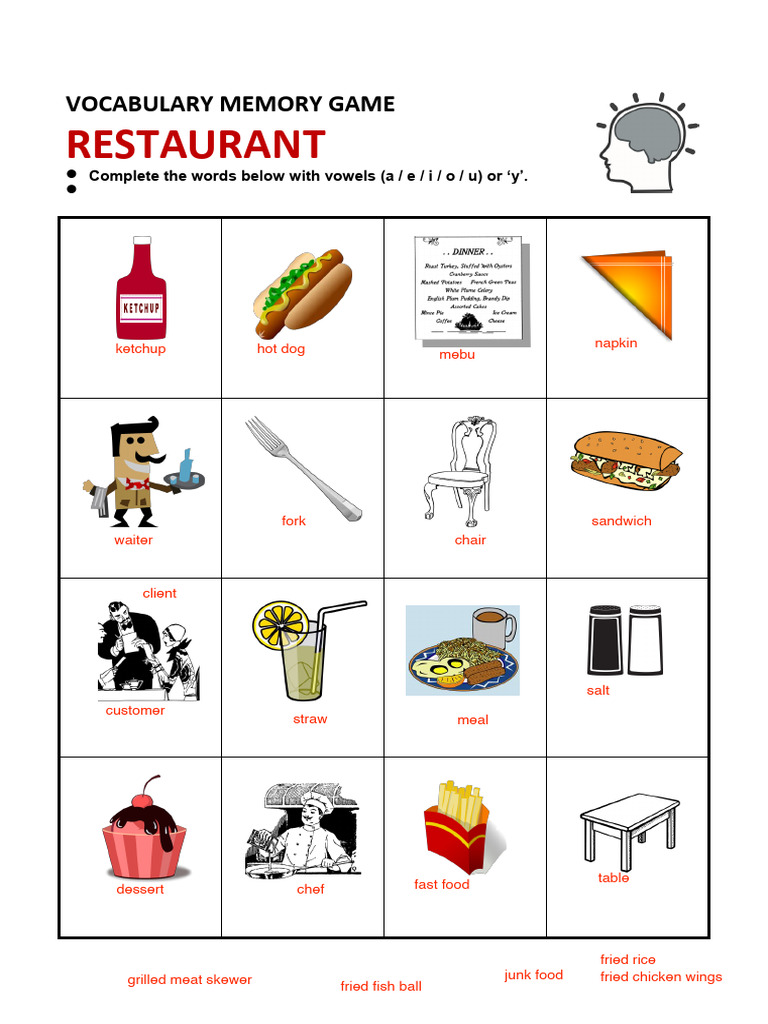 Memory Game Restaurants | PDF | Foods