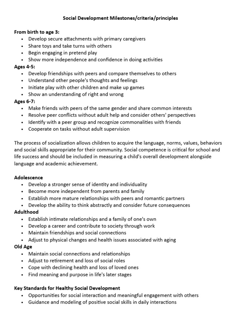 Social Development Milestones by Age | PDF | Attachment Theory | Friendship