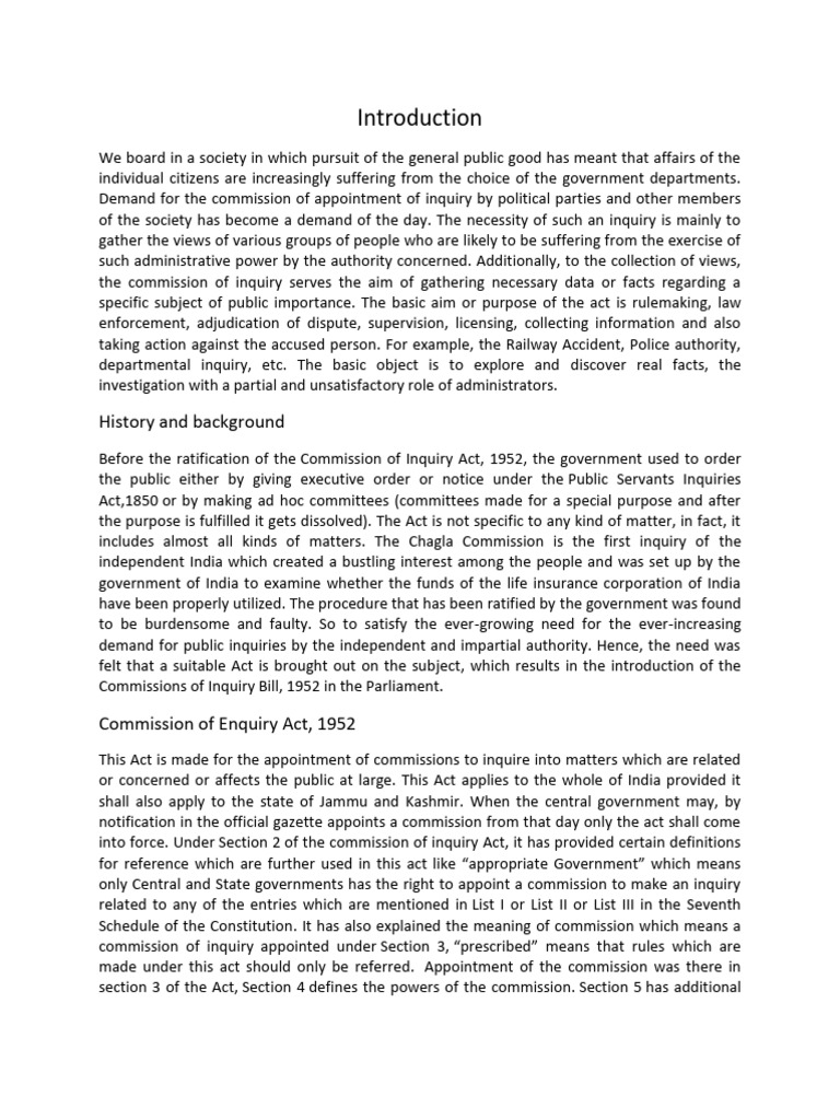 Overview of the Commission of Inquiry Act | PDF | Common Law | Government