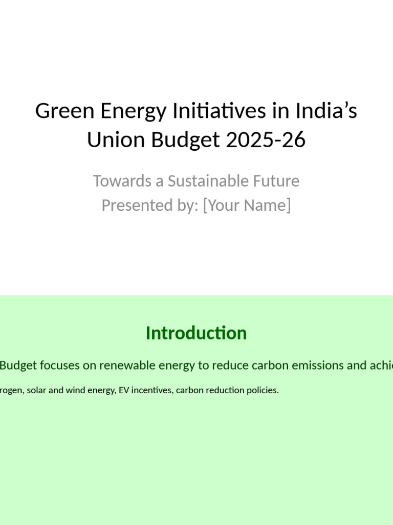 India 2025 Budget Green Energy Updated | PDF
