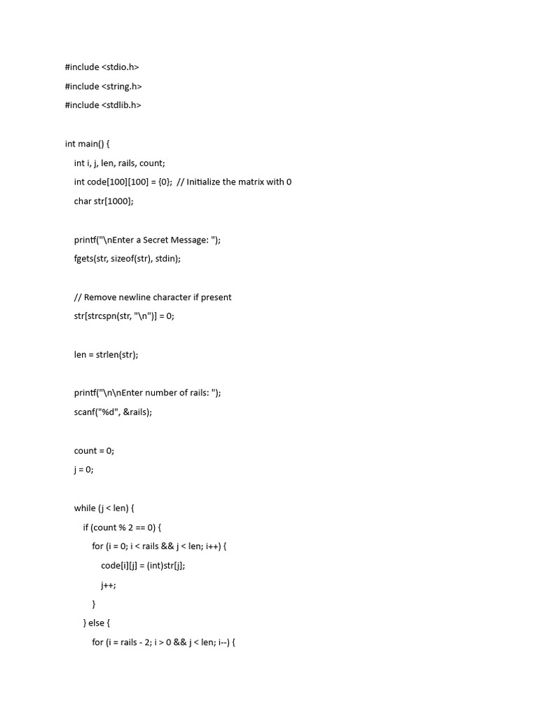 Rail Fence Cipher Implementation | PDF