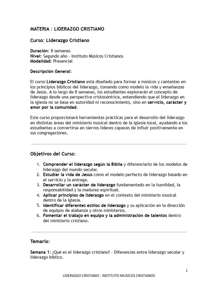 Libro Liderazgo Cristiano Final | PDF | Liderazgo | Iglesia cristiana