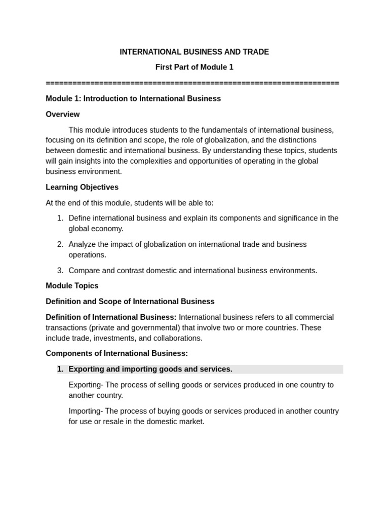 Introduction to International Business | PDF | Tariff | International Trade