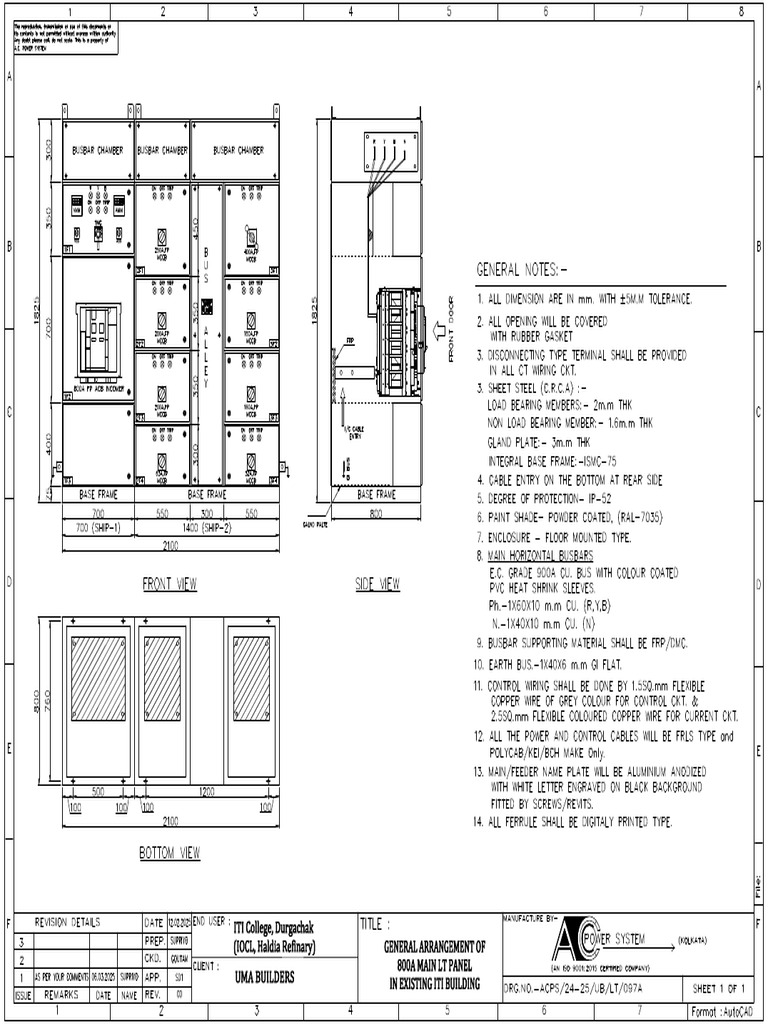 800a Main LT Panel in Existing Iti Building Rev-1 | PDF