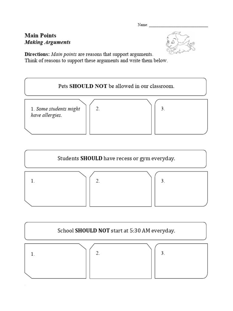 Argument Support Worksheet | PDF