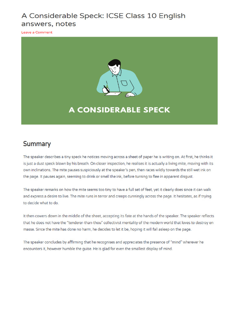 A Considerable Speck-Notes | PDF