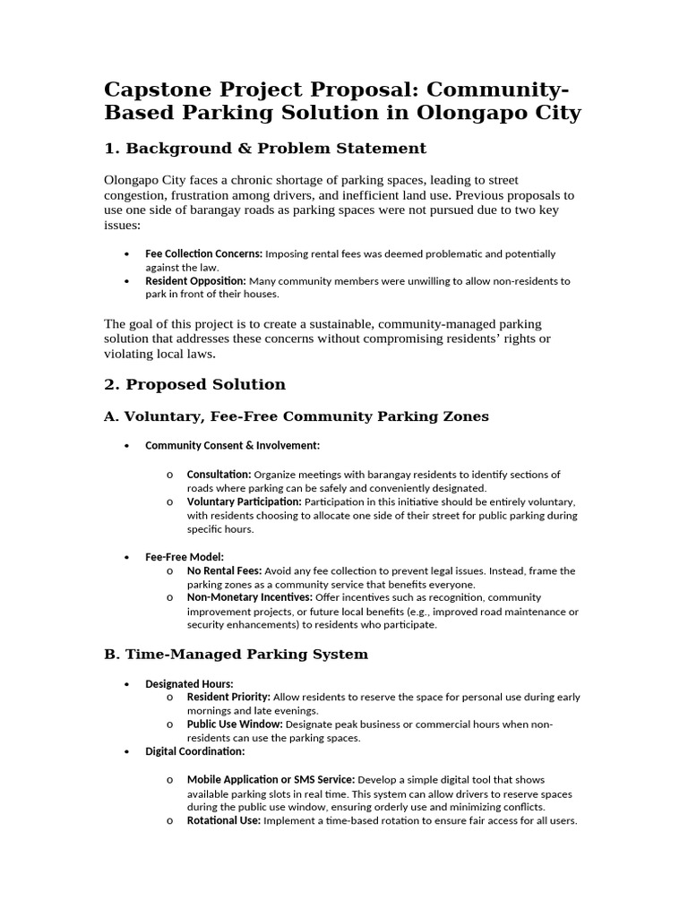Community Parking Proposal for Olongapo | PDF | Parking | Traffic