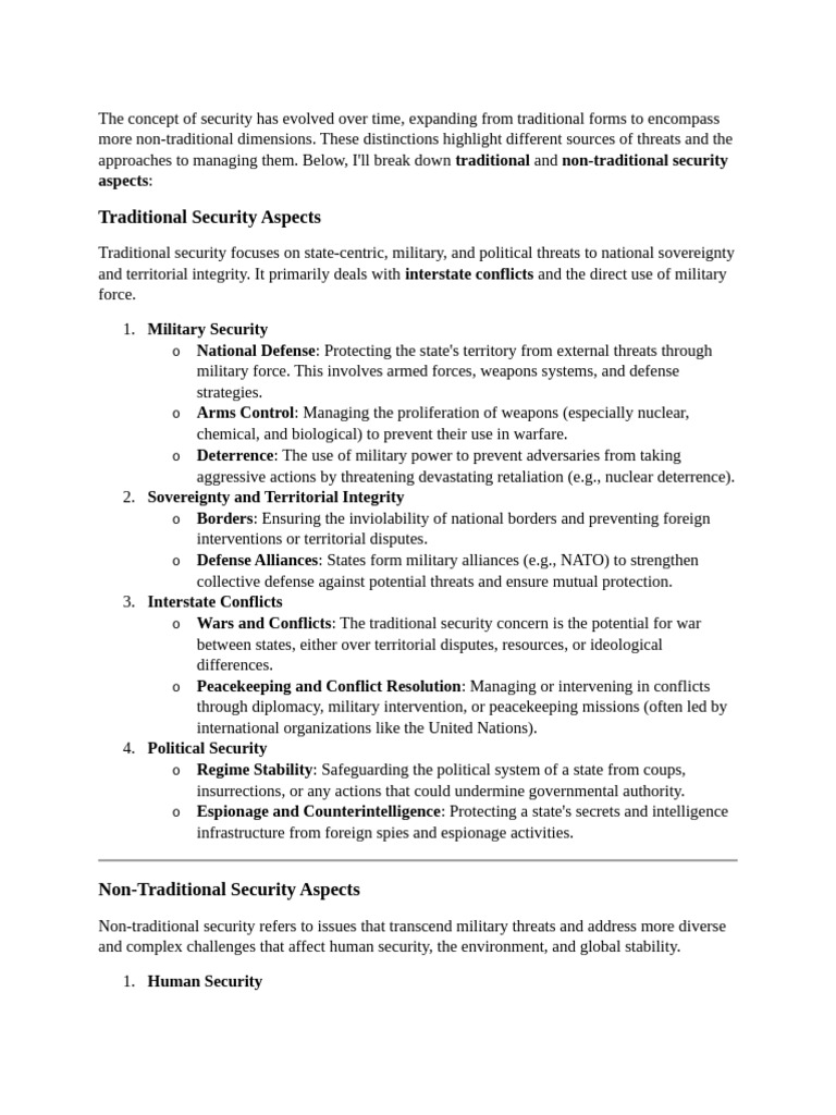 Traditional vs Non-Traditional Security | PDF | Deterrence Theory ...
