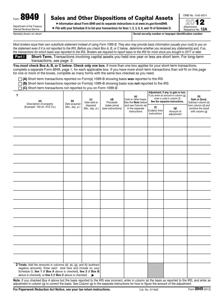 IRS Form 8949 Instructions Overview | PDF | Social Security Number ...