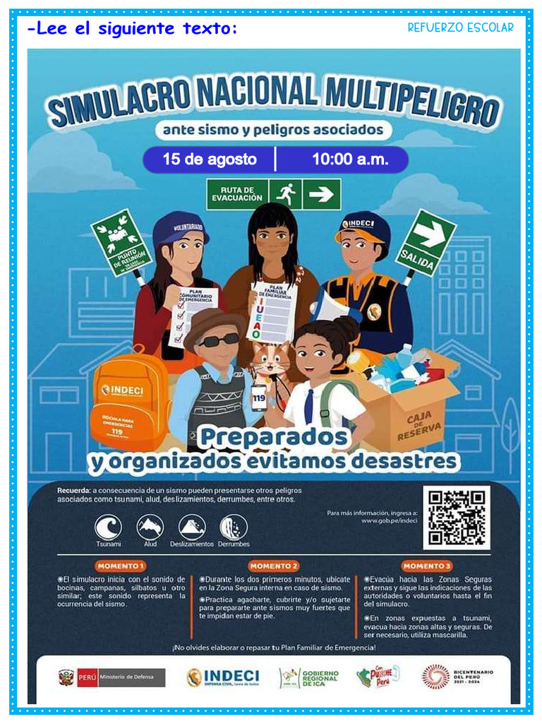 F. Leemos un afiche sobre el simulacro de sismo | PDF