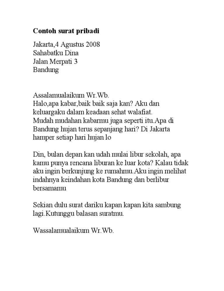 3 Contoh Surat Untuk Teman Sangat Pendek Dalam Bahasa Inggris - English  Admin