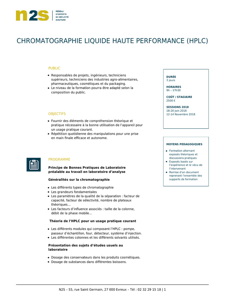 Formation HPLC : Pratique et Théorie | PDF | Chromatographie en phase ...
