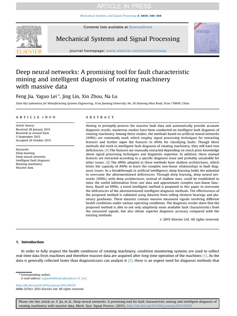 Deep Learning for Fault Diagnosis in Machinery | PDF | Deep Learning ...
