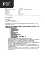 Sample Chef CV