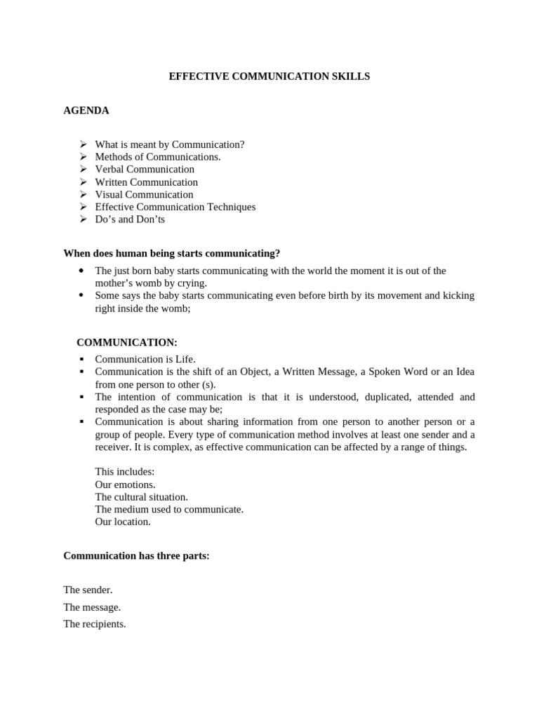 Effective Communication Skills | PDF | Communication | Nonverbal ...