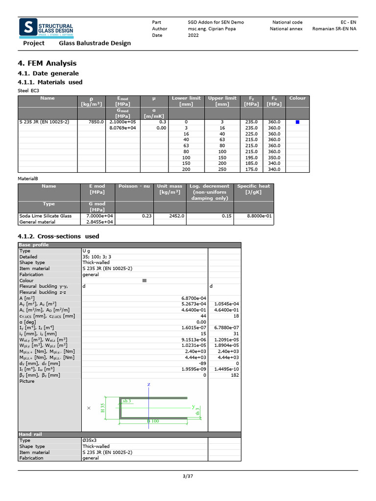FEM Analysis of Steel and Glass Materials | PDF