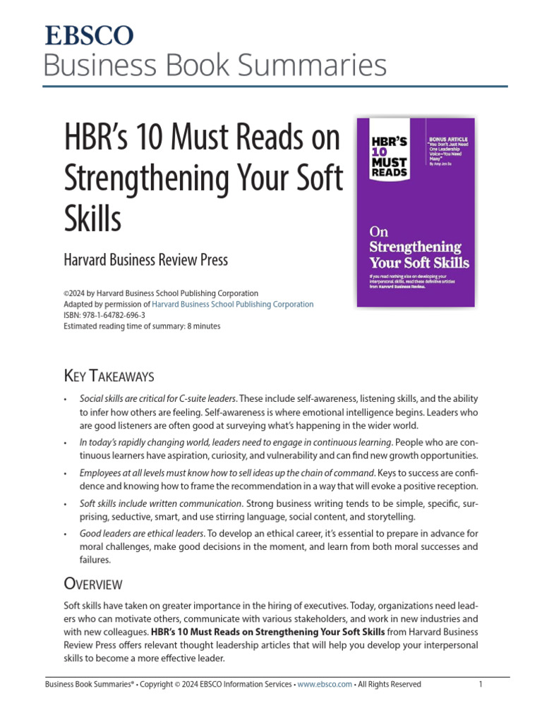 HBR's 10 Must Reads On Strenghtning Your Soft Skills | PDF | Empathy ...