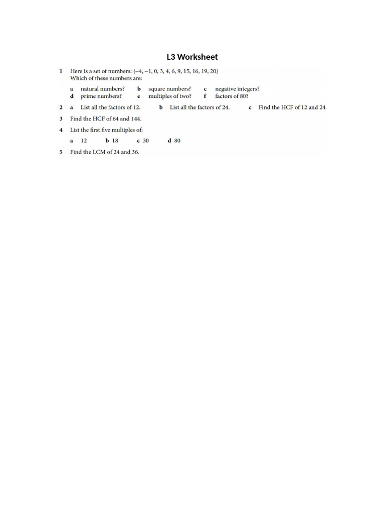 L3 Worksheet | PDF
