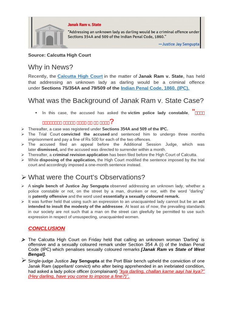 Offensive Remarks Under IPC 509 | PDF | Sexual Harassment | Fine (Penalty)