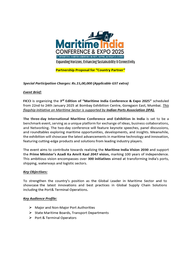 Maritime India Conference 2025 Proposal | PDF