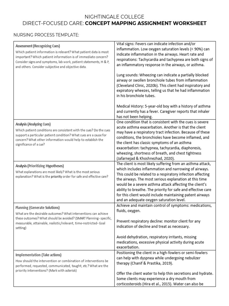 Asthma Care Concept Mapping Worksheet | PDF | Respiratory Tract | Medicine