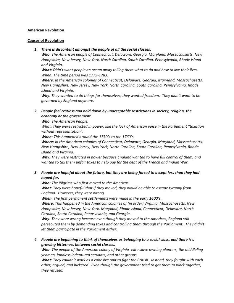 Causes of the American Revolution | PDF | American Revolution ...