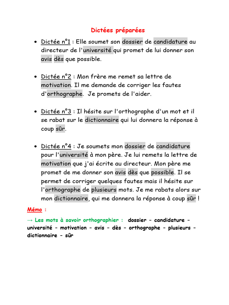 Dictées et exercices de français et maths | PDF